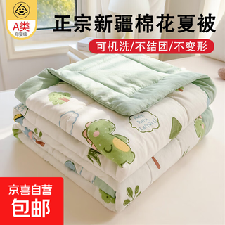 Summer cool quilt class a single and double summer infant and child air-conditioned quilt xinjiang cotton quilt core machine washable spring and autumn thin style dinosaur class a quality xinjiang cotton filling 150x200cm single summer quilt