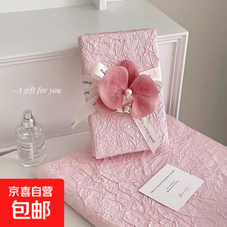 Girly heart pink series stone grained paper floral wrapping paper, gift for girlfriend, holiday gift paper, cute and high-quality 1 piece of light pink stone grained paper + pink phalaenopsis (free 1 meter ribbon, double-sided tape)