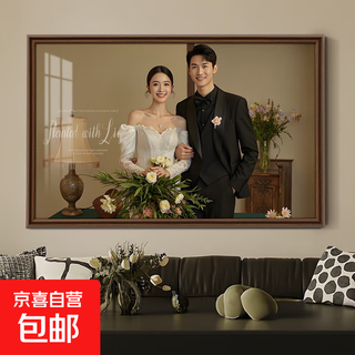Photo studio direct sales - high quality customized wedding photo frames wall-mounted photos enlargement production washing wedding photos and printing multi-grid family photos photo development photo album baby walnut wood grain--the entire photo can be made horizontally or vertically 24 inches (40*60cm) high-grade matte surface