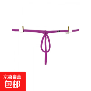 Men's t-string sexy bandage pants solid color t-pants low-waist underwear t-pants free of removal a string thin belt with iron ring purple 3xl