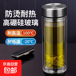 500ml double-layer high borosilicate high temperature resistant glass, transparent heat-resistant and anti-scalding water cup with lid, tea cup, silver shengjing steel lid, thousand layer extra large cup 500ml 1 piece
