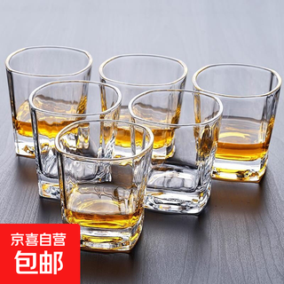 Square glass household hospitality cup drinking water green tea cup juice beer cup heat-resistant high-end glass tea cup square cup 160ml 4 pieces
