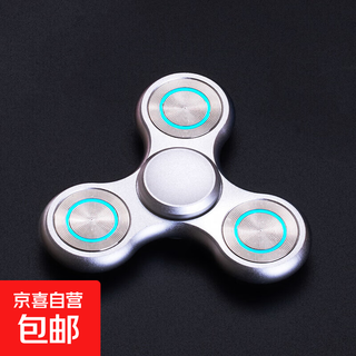 指尖陀螺泄密者铝合金手指陀螺不锈钢大三元魔幻减解压旋转动玩具 泄密者【铝合金+不锈钢】-银色 普通版【不发光】：配皮包
