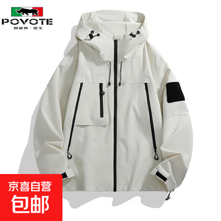 Povote assault men's and women's clothing spring and autumn 2025 new windproof and waterproof trend j91 ivory white 2xl 135-150jin jin is equal to 0.5 kg