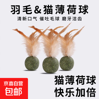 Cat toy cat mint ball feather teeth grinding self-enjoyment relieve boredom cat grass slice ball funny cat stick cat hair loss cat special pet feather toy - mint ball - 1