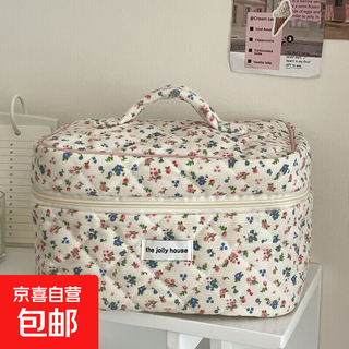 Corduroy pastoral floral octagonal bag cosmetic bag fresh and sweet toiletry bag portable quilted soft storage bag corduroy pastoral floral cosmetic bag