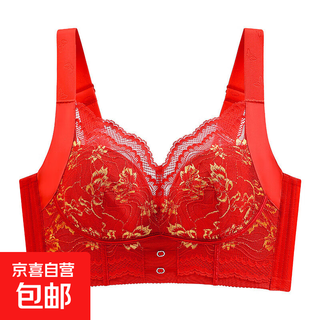 Beauty salon maintenance type adjustment plus size underwear for fat mm women with big breasts making them appear smaller, full cup sexy lace bra, big red 105e thin independent cup, big brand quality
