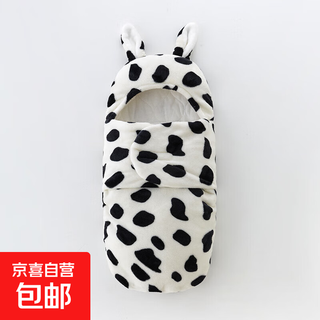 Baby blanket autumn and winter flannel newborn sleeping bag and quilt dual-purpose baby supplies winter outing clothes thickened 22-37 black and white cow 3m