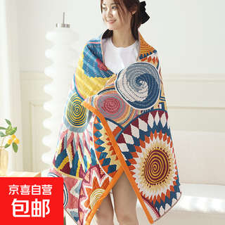 Six-layer gauze bath towel, pure cotton, water-absorbent, quick-drying, no lint, household bath towel, extra thick cotton sofa towel, blanket, colorful starlight-bath towel, cotton six-layer gauze bath towel 80x160cm/pack