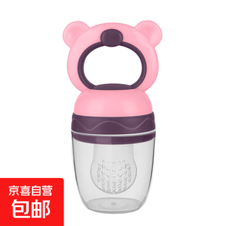 Baby bear bite fruit food supplement fruit and vegetable silicone mesh bag pacifier baby feeding pink m 1 pack