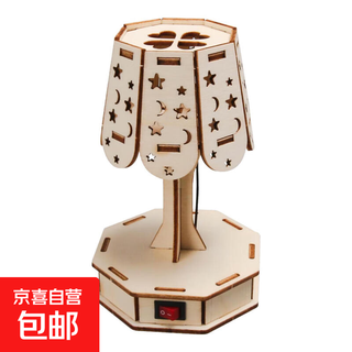 Jd logistics steam science experiment set diy handmade toys children's day gift for primary school students children's gift early education puzzle parent-child interaction children's creative wooden handmade colorful small table lamp