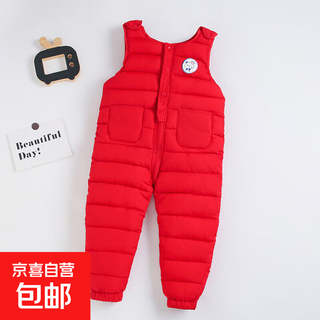 Clearance baby overalls suit autumn and winter thickened outer wear for boys and girls baby open jumpsuit children's cotton pants red 100