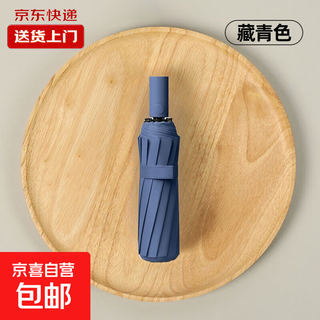 Equivalent automatic 144 rib umbrella folding sunshade double rib bold wind-resistant sunny umbrella black plastic sun protection three-fold umbrella equivalent 144 rib enlarged umbrella navy blue