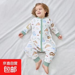 100 cotton children's sleeping bag, pure cotton split-leg jumpsuit, men's and women's baby belly protection pajamas, infant crawling suit, anti-kicking quilt, animal paradise 120cm