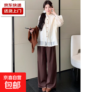 Maternity wear autumn suit lace shirt woolen vest jacket autumn and winter pregnant mother french style plus size lazy style women lace shirt 2xl