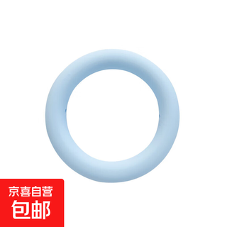 Silicone teether food grade hole ring chewing gum for babies to prevent falling off and bite during oral period, light blue