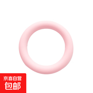 Silicone teether food-grade hole-shaped circle ring bite gum for babies during the oral period to prevent falling off and bite, light pink