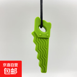 Children's oral anti-loss period soothing gum baby teething stick serrated silicone teether must-have for older children, green 1 pack