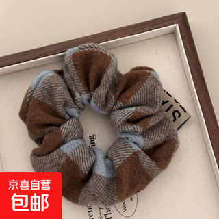 Autumn and winter hair accessories retro plaid hair band college style ball hair accessories headband hair rope hair band korean version blue