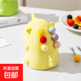 Unicorn fruit light luxury ceramic tableware set home cute high-grade stainless steel storage safe fruit fork ceramic macaron custard unicorn + 6 forks