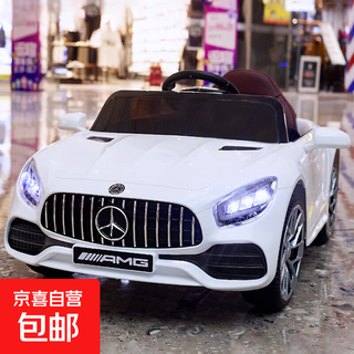 Children's electric car four-wheel drive car for men and women with remote control toy car that can sit in a baby stroller white dual drive + remote control swing + music + plastic chair