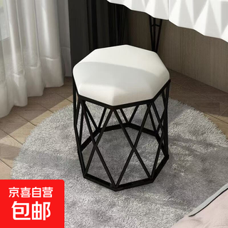 梳妆台椅子鸟巢凳卧室化妆凳家用化妆椅轻奢美甲椅 白色黑架