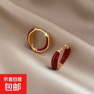 Copper alloy red retro earrings for women 2025 unique earrings light luxury high-end temperament ear jewelry for women red retro earrings free gift box bag