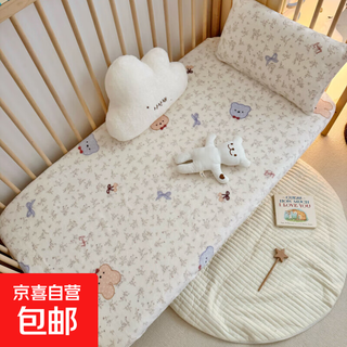 Winter baby fitted sheet milk velvet type a children's newborn baby kindergarten fitted sheet splicing bed special protective cover velvet children's fitted sheet - secret garden soft and comfortable 60x200cm single fitted sheet