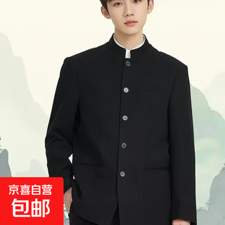 New chinese style tunic trendy casual men's jacket men's spring and autumn casual stand collar suit jacket black l