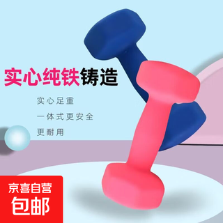 Frosted plastic-impregnated hexagonal dumbbells for men and women for home fitness, weight loss and shaping, compact built-in cast iron, royal blue 2kg 1kg*2