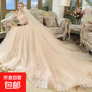 Proposal veil, bride's main veil, white forest-style large tail, double-layer plain veil, travel studio photography, korean wedding headdress, champagne color, 2-meter small tail