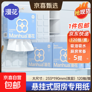 Food grade diffuse kitchen paper towel kitchen paper wall-mounted kitchen paper water-absorbent oil-absorbent paper kitchen paper 2 layers 120 paper * 5 packs