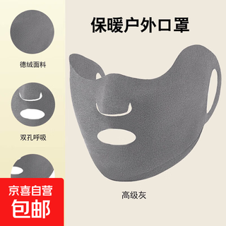 运动口罩跑步透气易呼吸女高颜值秋冬防风防寒保暖露嘴面罩漏口鼻 灰色 【德绒保暖口罩】