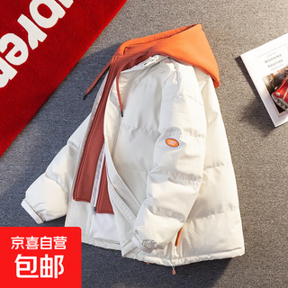 Fake two-piece hooded cotton coat for men in autumn and winter new thickened and loose jinjiang feather cotton coat and bread fleece jacket for men khaki xl