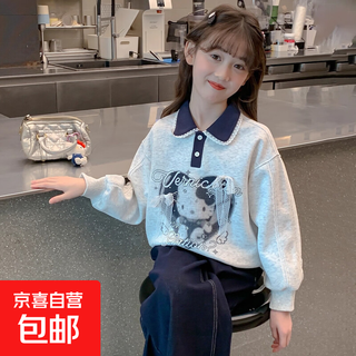 女童卫衣秋装2025新款洋气儿童秋冬加绒套装衣服女孩加厚童装上衣 NN-168【灰白色卫衣】 150