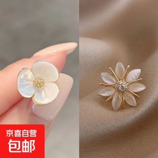 Anti-exposure brooch buckle corsage small pin buckle pin to fix clothes 2024 new trendy high-end accessories women's suit flower + snowflake two-piece set