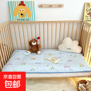 Children's mattress cover, kindergarten nap mattress cover, milk velvet winter removable and washable pure cotton quilt cover, spliced bed cover, color car 60*120cm single mattress cover + feather silk cushion core