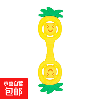 Teething baby food grade silicone latex toothbrush teething stick teething stick teething device anti-eating hand teether pacifier pineapple (color matching) yellow and green color matching 1 pack