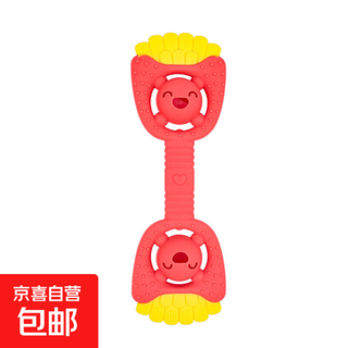 Teething baby food grade silicone latex toothbrush teething stick teething stick teething device anti-eating hand teether pacifier french fries (color matching) red and yellow color matching 1 pack