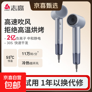 Chigo high-speed hair dryer household negative ion hair care high wind speed drying hair dryer high power constant temperature hair dryer maternal and infant student dormitory dormitory hair dryer ft-03-4f white 4-speed constant temperature 110,000 turns 400 million negative ions