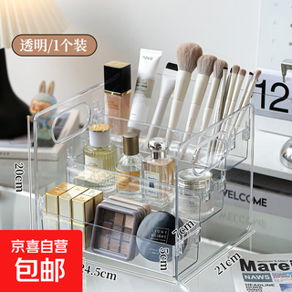 Desktop storage box for cosmetics, transparent acrylic, perfume, skin care products, lotion, dressing table, layered storage rack, transparent, 1 pack, 24.5*20*21cm, three-layer design/multi-functional storage