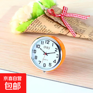 Mini quartz small table clock desktop ornament portable simple creative silent bedside student exam car watch orange