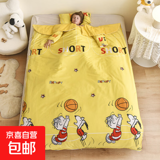 Children's sleeping bag anti-kicking quilt, autumn and winter style, universal for all seasons, pure cotton for children, cotton, medium and large children's sleeping bag anti-kicking quilt, basketball master, breathable, comfortable and skin-friendly, large jacket + cotton 2 thin and 1 thick core, complete set, jacket + inner core