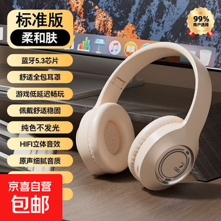Jd logistics head-mounted bluetooth headset wireless headset computer mobile game chicken listening sound debate super long battery life suitable for xiaomi apple iphone17 upgraded version + milk tea skin + hifi sound effect