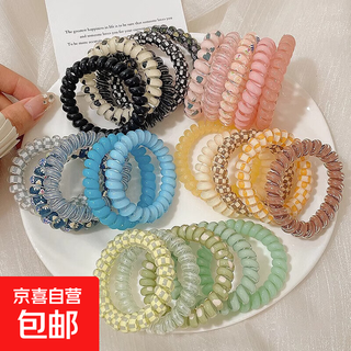 New style seamless phone cord hair tie high ponytail ball head durable hair tie high elastic small fresh hair tie fq176-random color 2 pieces