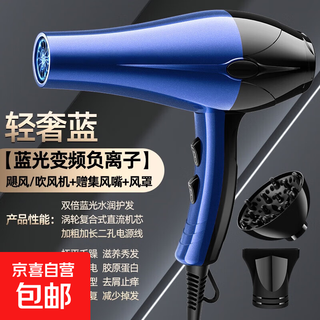 Household high-power barber shop hair salon hair dryer blue light negative ion hair dryer hot and cold air cylinder blue special air nozzle + wind cover salon version