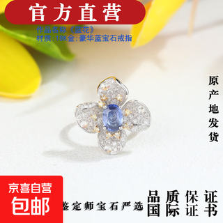 Blue flower 18k gold luxury sapphire diamond ring 0.99ct