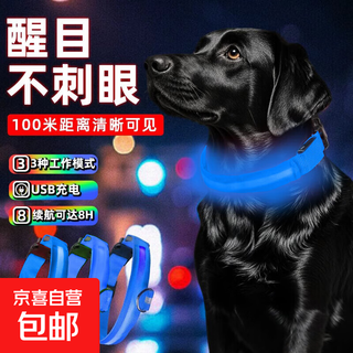Dog luminous collar for walking dogs at night, luminous night walking lamp, anti-lost light for large and small dogs, rechargeable blue