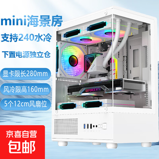 【京东快递配送】锐禧RUIX海景房mini电脑机箱小X1 电竞主机箱（M-ATX主板/240水冷/5个风扇位） 白色不带风扇
