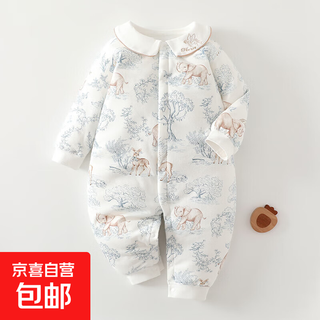 Winter clothes, newborn clothes, baby jumpsuits, spring, autumn and winter baby quilted thickened pure cotton, dreamland 60g thin cotton jumpsuit 73cm